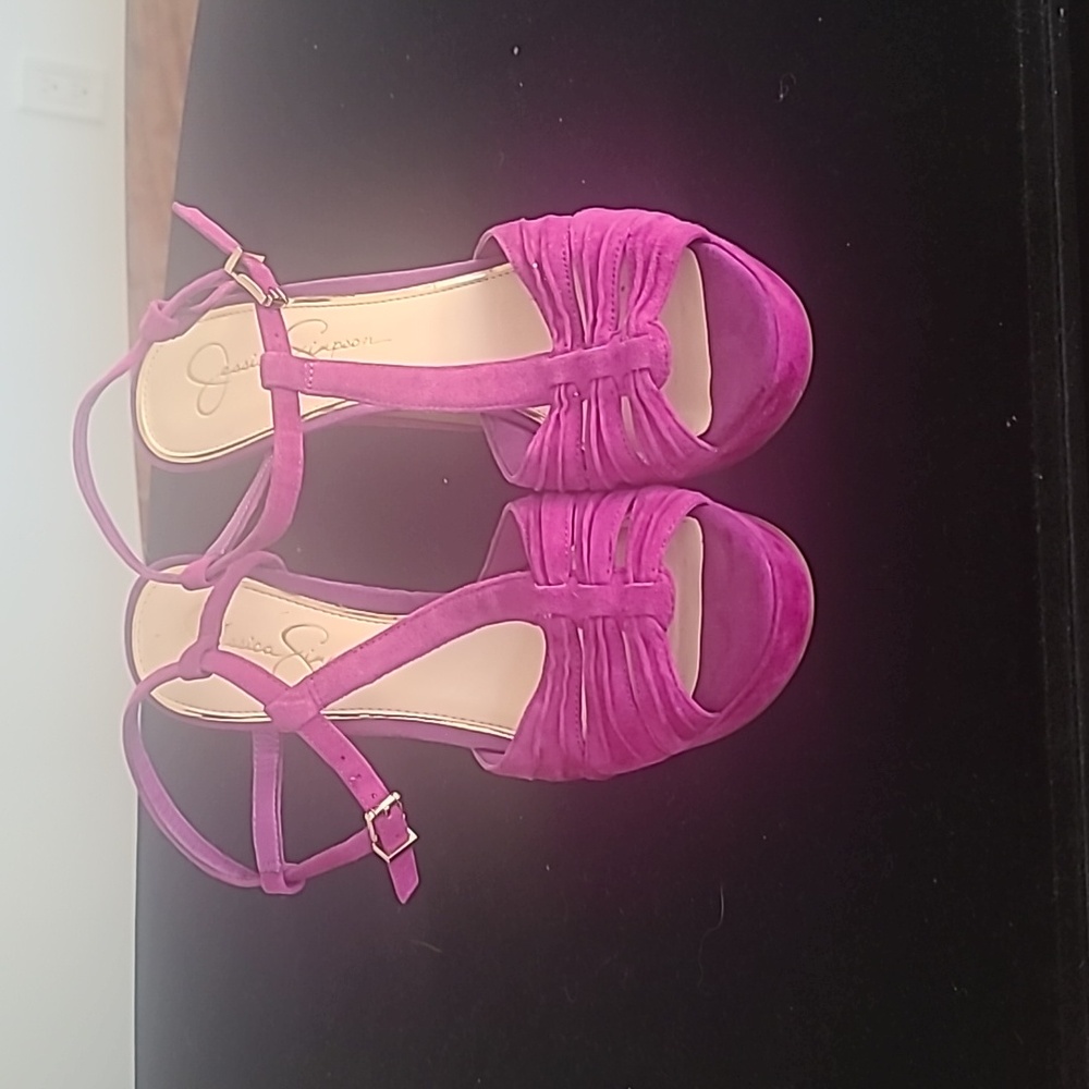 Purple suede platforms